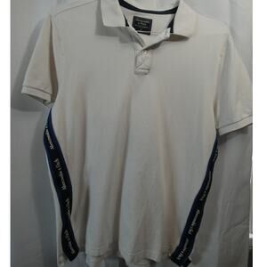 Abercrombie & Fitch Men's XL Polo Logo Shirt White/Navy Y2K Preppy